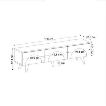 Έπιπλο τηλεόρασης Bono Megapap χρώμα λευκό - sepet oak 150x32,3x42,1εκ.