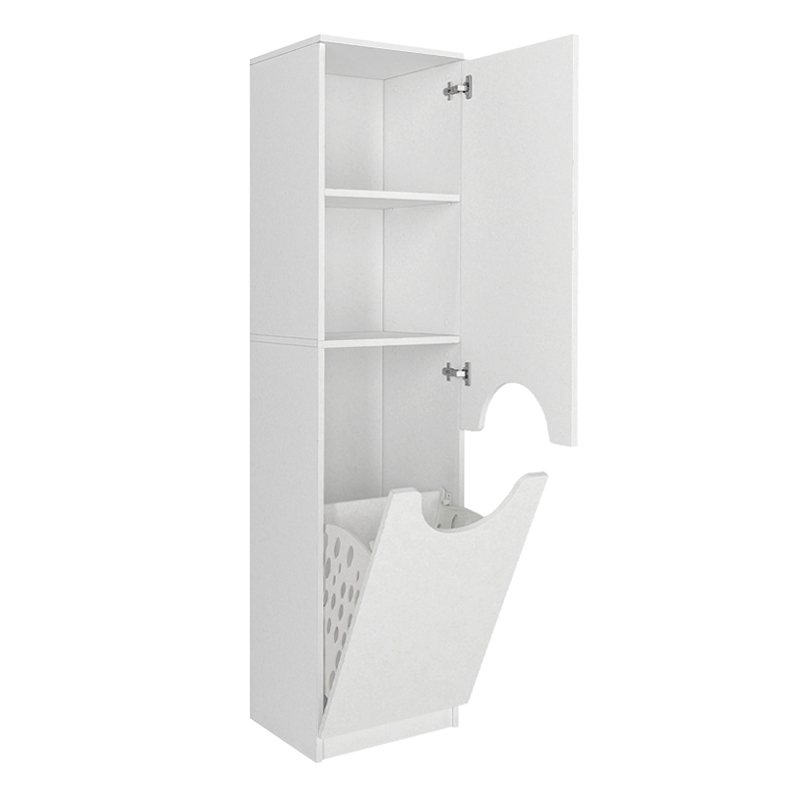 Ντουλάπι με καλάθι απλύτων Verga Megapap χρώμα λευκό 45x40x180εκ.