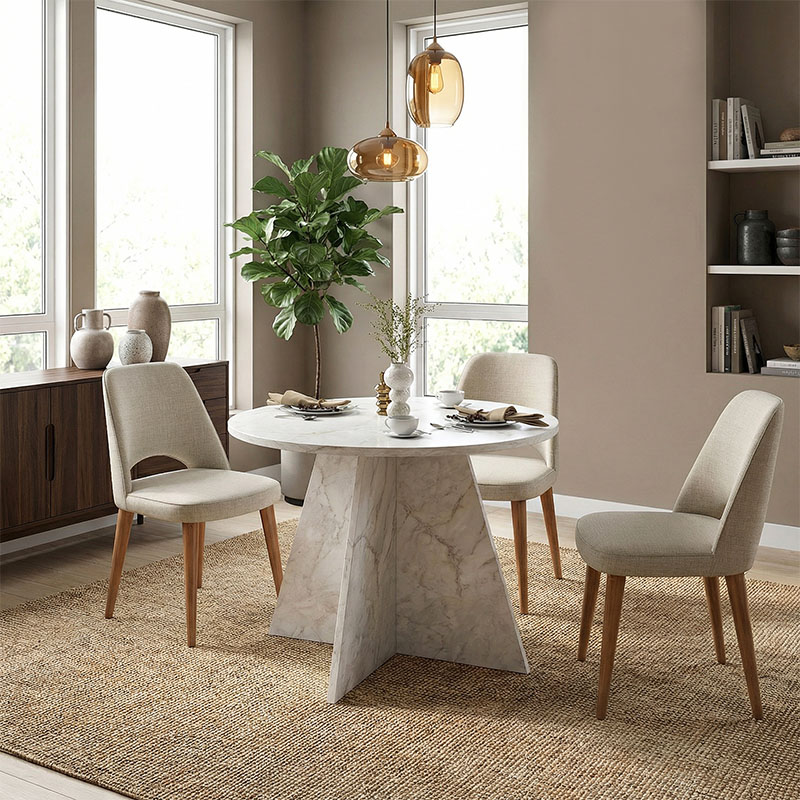 Τραπέζι Tailor Megapap χρώμα λευκό εφέ μαρμάρου Ø100x75,7εκ.