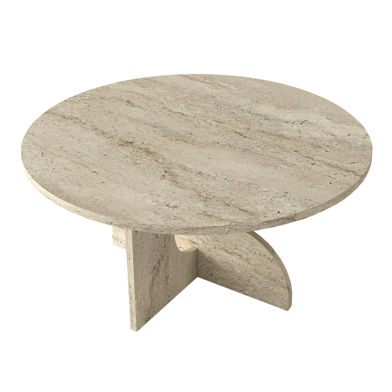 Τραπεζάκι σαλονιού Mara Megapap χρώμα travertine Ø75x36,8εκ.