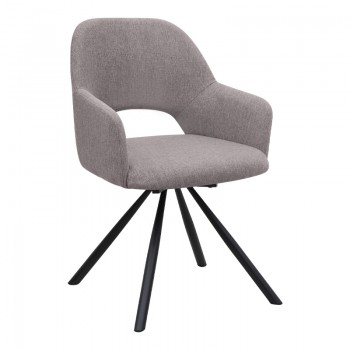 Πολυθρόνα τραπεζαρίας Gabriel Megapap ανοιχτό μπεζ ύφασμα - μεταλλικό μαύρο πόδι 58x60x85εκ.