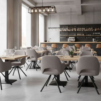 Πολυθρόνα τραπεζαρίας Gabriel Megapap ανοιχτό μπεζ ύφασμα - μεταλλικό μαύρο πόδι 58x60x85εκ.