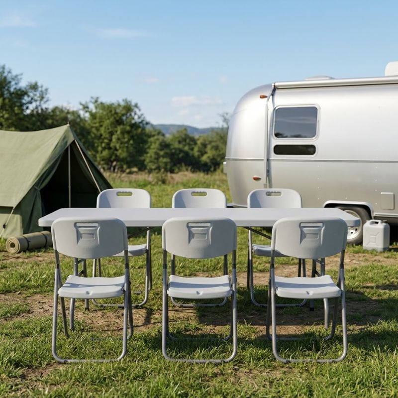 Τραπέζι catering - συνεδρίου Capri Megapap πτυσσόμενο - μονοκόμματη επιφάνεια χρώμα λευκό του πάγου 183x76x74εκ.