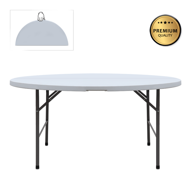 Τραπέζι catering - συνεδρίου Capri Megapap πτυσσόμενο – βαλίτσα στρογγυλό χρώμα λευκό του πάγου Ø152x74εκ.