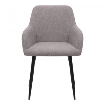 Πολυθρόνα τραπεζαρίας Monica Megapap ανοιχτό μπεζ ύφασμα - μεταλλικό μαύρο πόδι 54x57x84εκ.