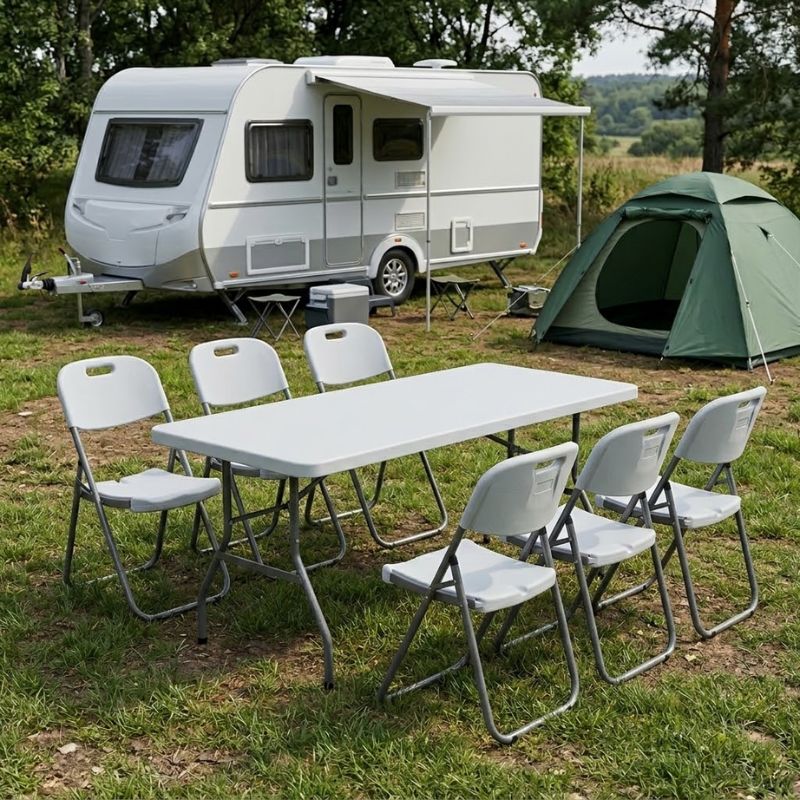 Τραπέζι catering - συνεδρίου Capri Megapap πτυσσόμενο - μονοκόμματη επιφάνεια χρώμα λευκό του πάγου 152x76x74εκ.