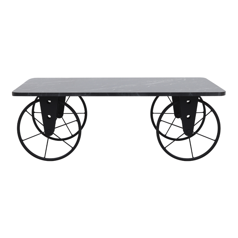 Τραπεζάκι σαλονιού Jemmy Megapap Mdf - μεταλλικό χρώμα μαύρο εφέ μαρμάρου 90x55x33εκ.