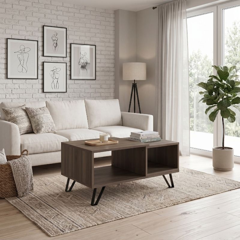 Τραπεζάκι σαλονιού Don Megapap χρώμα καρυδί 90x55x44εκ.