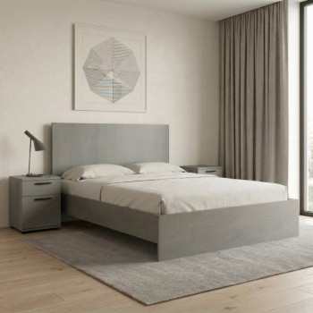 Κρεβάτι Troy Megapap χρώμα γκρι σκυροδέματος 140x190εκ.