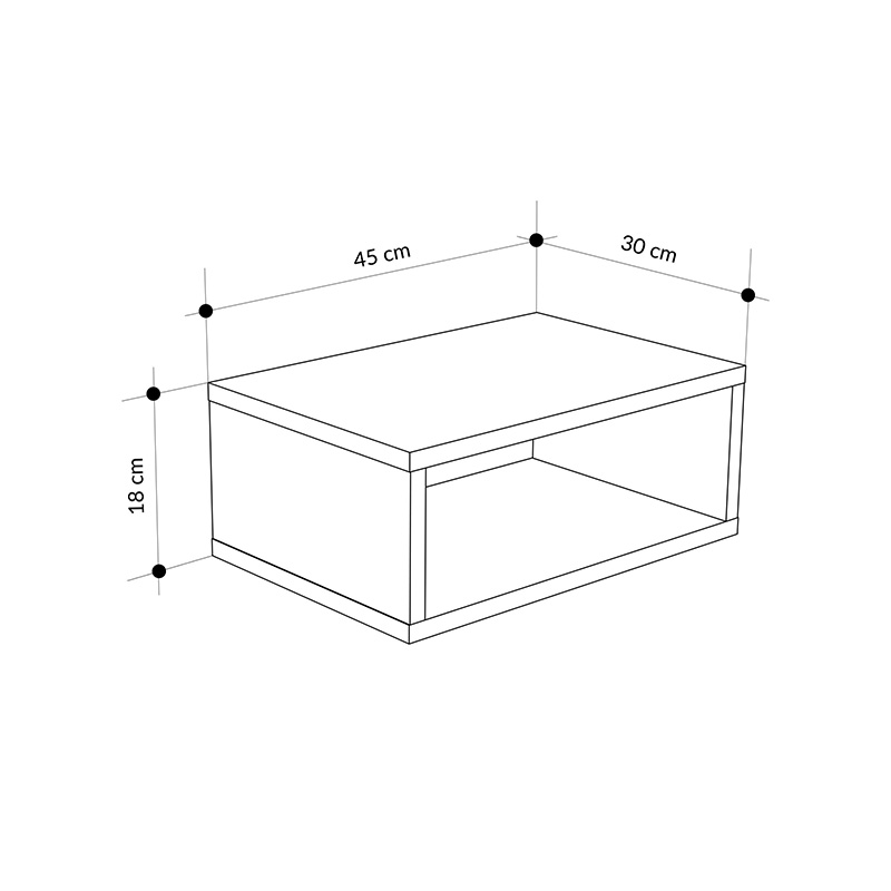Κομοδίνο επιτοίχιο Brik Megapap με LED χρώμα καρυδί - sandstone 45x30x18εκ.