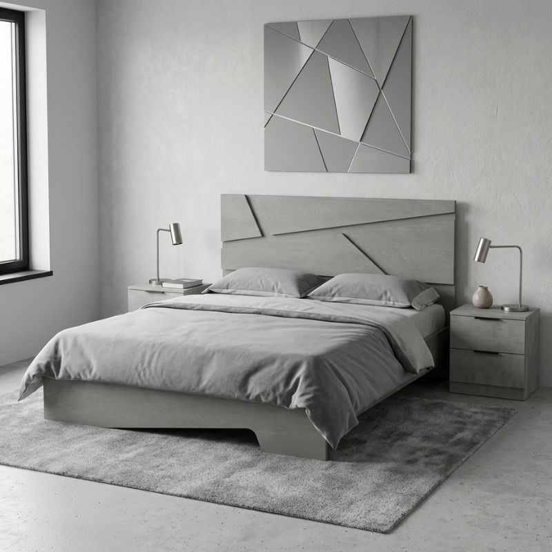 Κρεβάτι Efes Megapap χρώμα γκρι σκυροδέματος 160x200εκ.