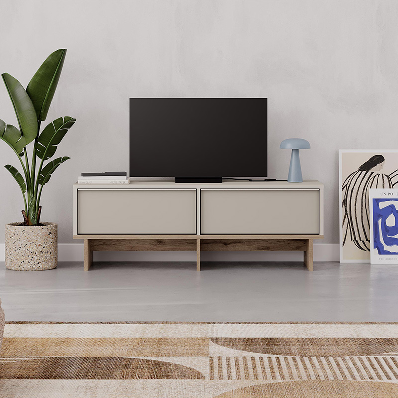 Έπιπλο τηλεόρασης Yuki Megapap χρώμα sandstone - sepet oak 118x35x40,6εκ.