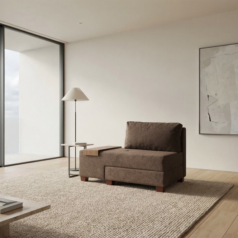 Πολυθρόνα - κρεβάτι Perenna Megapap υφασμάτινη χρώμα καφέ 116x93x83εκ.