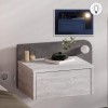 Κομοδίνο επιτοίχιο Dotta Megapap με LED χρώμα λευκό αντικέ - γκρι ρετρό 52x33,6x28εκ.