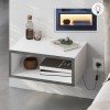 Κομοδίνο επιτοίχιο Brik Megapap με LED χρώμα λευκό - γκρι ρετρό 45x30x18εκ.
