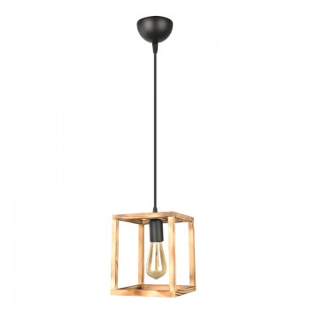 Φωτιστικό οροφής Kubo Megapap E27 ξύλινο μονόφωτο χρώμα φυσικό 18x18x65εκ.