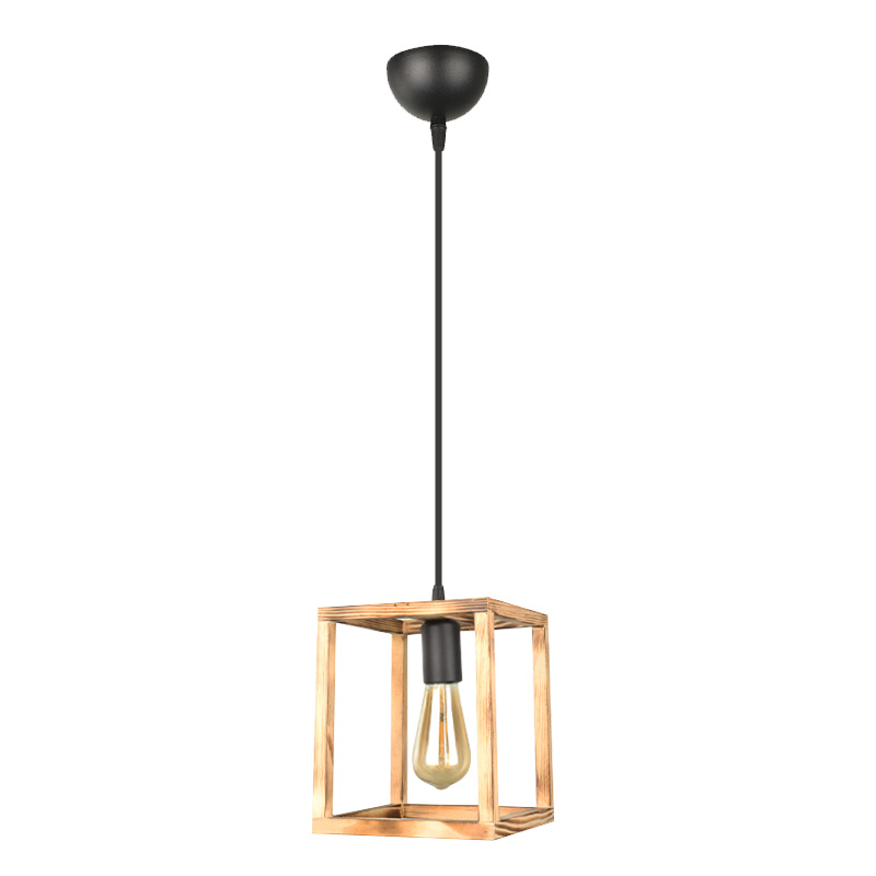 Φωτιστικό οροφής Kubo Megapap E27 ξύλινο μονόφωτο χρώμα φυσικό 18x18x65εκ.