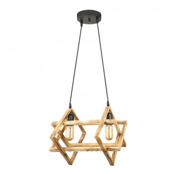 Φωτιστικό οροφής Pedora Megapap E27 ξύλινο δίφωτο χρώμα φυσικό 40x22x80εκ.