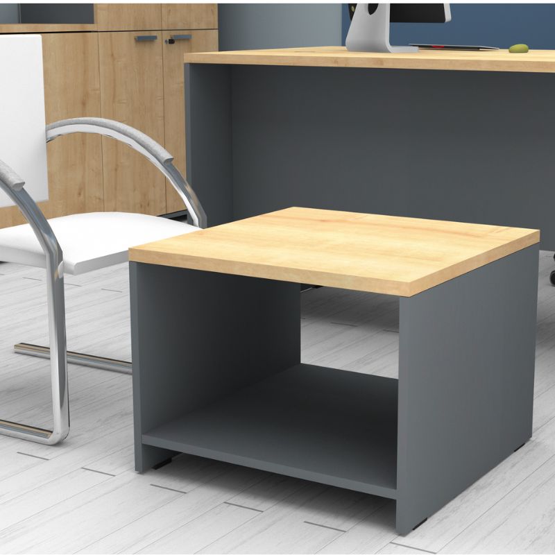 Τραπεζάκι γραφείου επαγγελματικό Venturo Megapap χρώμα ανθρακί - φυσικό οξιάς 60x60x45εκ.