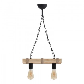 Φωτιστικό οροφής Vero Megapap E27 ξύλινο δίφωτο χρώμα φυσικό 40x8x65εκ.