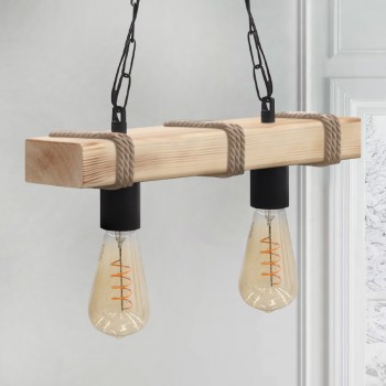 Φωτιστικό οροφής Vero Megapap E27 ξύλινο δίφωτο χρώμα φυσικό 40x8x65εκ.