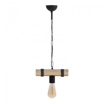 Φωτιστικό οροφής Vero Megapap E27 ξύλινο μονόφωτο χρώμα φυσικό - μαύρο 25x8x65εκ.