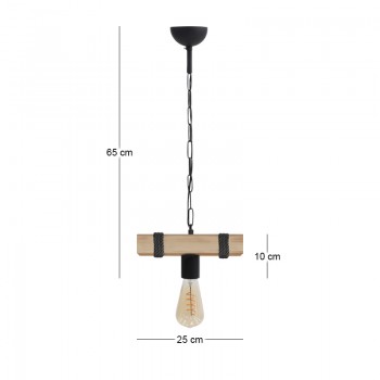 Φωτιστικό οροφής Vero Megapap E27 ξύλινο μονόφωτο χρώμα φυσικό - μαύρο 25x8x65εκ.