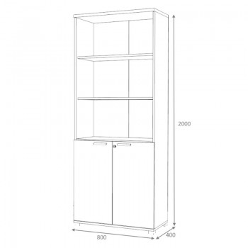 Βιβλιοθήκη γραφείου με κλειδαριά επαγγελματική Venturo Megapap χρώμα ανθρακί - φυσικό οξιάς 80x40x200εκ.