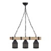 Φωτιστικό οροφής Elora Megapap E27 ξύλινο - μεταλλικό τρίφωτο χρώμα φυσικό - μαύρο 50x13x75εκ.