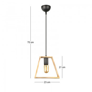 Φωτιστικό οροφής Tekli Megapap E27 ξύλινο μονόφωτο χρώμα φυσικό 23x3x70εκ.