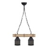 Φωτιστικό οροφής Elora Megapap E27 ξύλινο - μεταλλικό δίφωτο χρώμα φυσικό - μαύρο 40x13x75εκ.