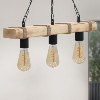 Φωτιστικό οροφής Vero Megapap E27 ξύλινο τρίφωτο χρώμα φυσικό 50x8x65εκ.