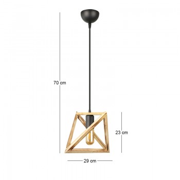 Φωτιστικό οροφής Piramit Megapap E27 ξύλινο μονόφωτο χρώμα φυσικό 29x25x70εκ.