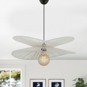 Φωτιστικό οροφής Dafodil Megapap E27 από σχοινί μονόφωτο χρώμα λευκό Ø48x55εκ.