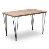 Σετ τραπεζαρία 5τμχ Roger - Christy Megapap Mdf - ύφασμα χρώμα ακακίας - ανοιχτό μπεζ 120x70x75εκ.