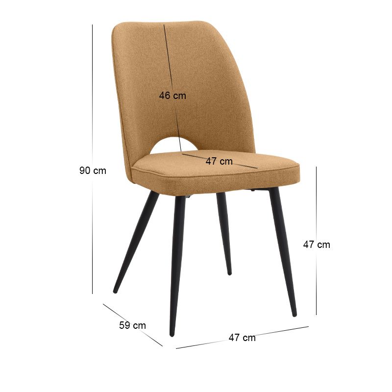 Σετ τραπεζαρία 5τμχ Roger - Christy Megapap Mdf - ύφασμα χρώμα ακακίας - μουσταρδί 120x70x75εκ.