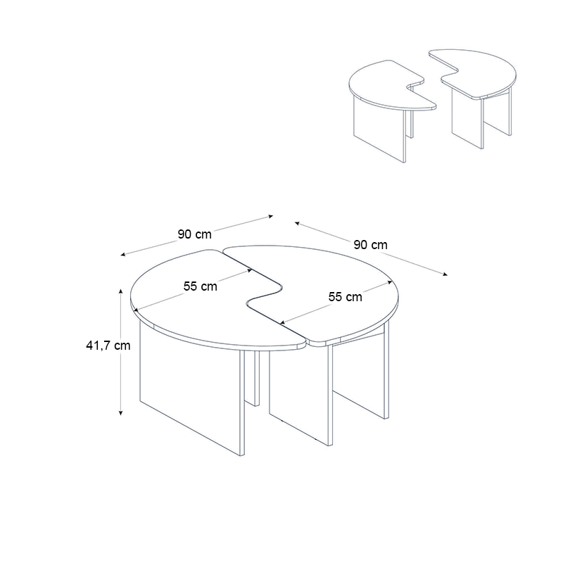 Τραπεζάκι σαλονιού σετ 2 τμχ Dorena Megapap χρώμα sencron black Ø90x41,7εκ.
