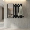 Κρεμάστρα τοίχου με καθρέπτη Folin Megapap χρώμα sencron black 90x4x90εκ.