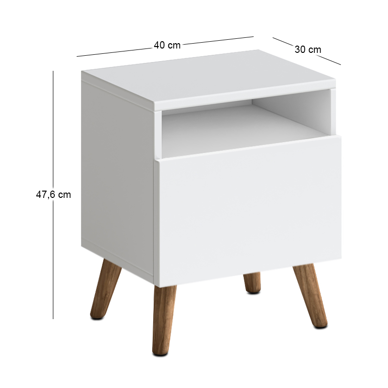 Κομοδίνο Sole Megapap χρώμα λευκό 40x30x47,6εκ.