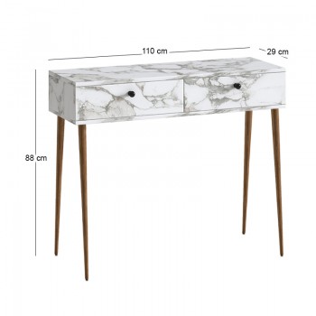 Κονσόλα Alis Megapap χρώμα λευκό εφέ μαρμάρου 110x29x88εκ.