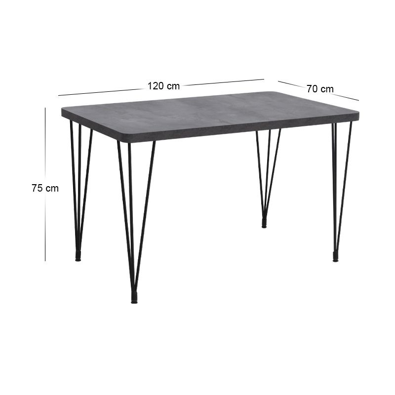Σετ τραπεζαρία 5τμχ Roger - Kevin Megapap Mdf - ύφασμα χρώμα σκούρο γκρι σκυροδέματος - λαδί 120x70x75εκ.