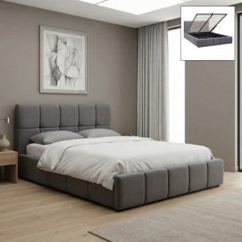 Κρεβάτι Elora Megapap βελούδινο με αποθηκευτικό χώρο χρώμα γκρι 160x200εκ.