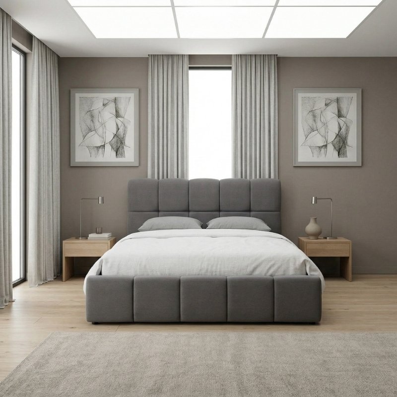 Κρεβάτι Elora Megapap βελούδινο με αποθηκευτικό χώρο χρώμα γκρι 160x200εκ.