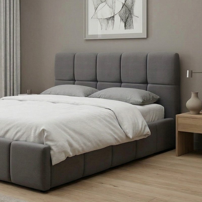 Κρεβάτι Elora Megapap βελούδινο με αποθηκευτικό χώρο χρώμα γκρι 160x200εκ.