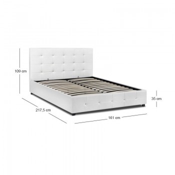 Κρεβάτι Iro Megapap από τεχνόδερμα με αποθηκευτικό χώρο χρώμα λευκό 150x200εκ.