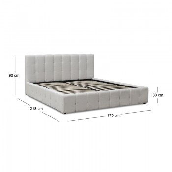 Κρεβάτι Norah Megapap μπουκλέ ύφασμα με αποθηκευτικό χώρο χρώμα ivory 160x200εκ.