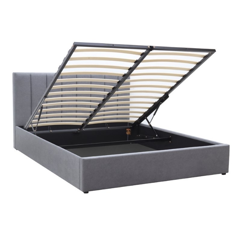 Κρεβάτι Renata Megapap υφασμάτινο με αποθηκευτικό χώρο χρώμα γκρι 150x200εκ.