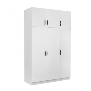 Ντουλάπα ρούχων Victoria Megapap τρίφυλλη με πατάρι χρώμα λευκό 150x60x240εκ.
