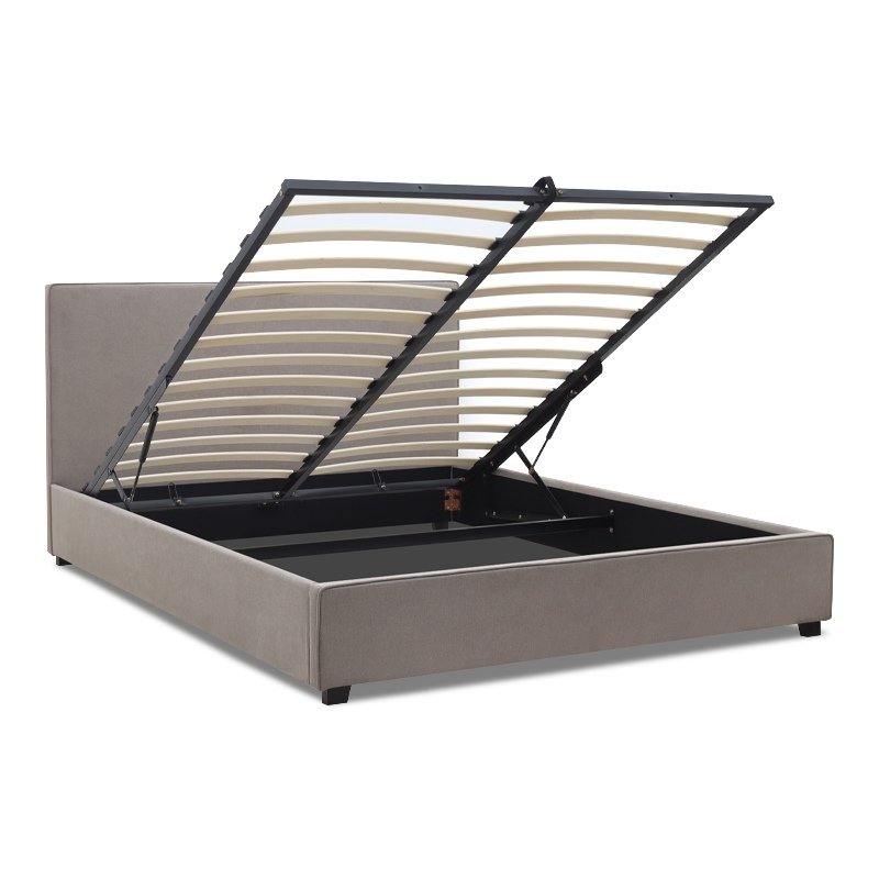 Κρεβάτι Verona Megapap υφασμάτινο με αποθηκευτικό χώρο χρώμα γκρι - μπεζ 160x200εκ.