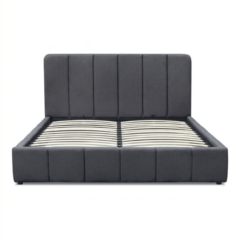 Κρεβάτι Nival Megapap υφασμάτινο με αποθηκευτικό χώρο χρώμα ανθρακί 160x200εκ.